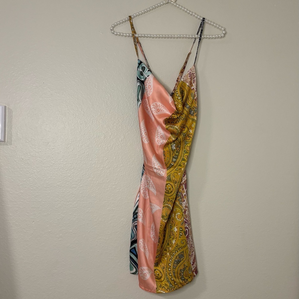Missguided Women Multicolor Paisley Cowl Neck Cami Mini Dress - Picture 8 of 9